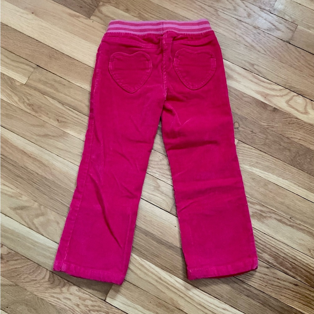 Mini Boden Girls’ 5Y Pink Heart Patch Corduroy Pants - Picture 2 of 5